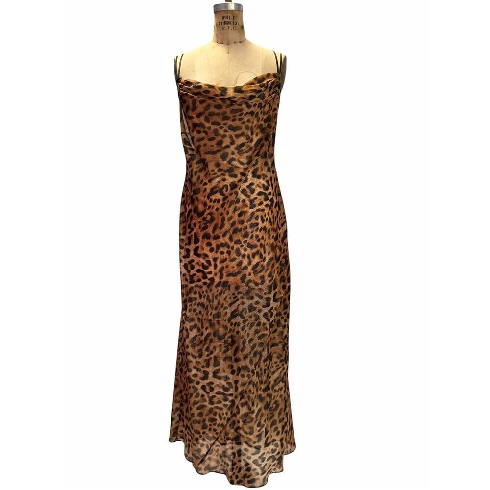 Victoria Secret Leopard Print Slip Dress - Brown & Black Size L